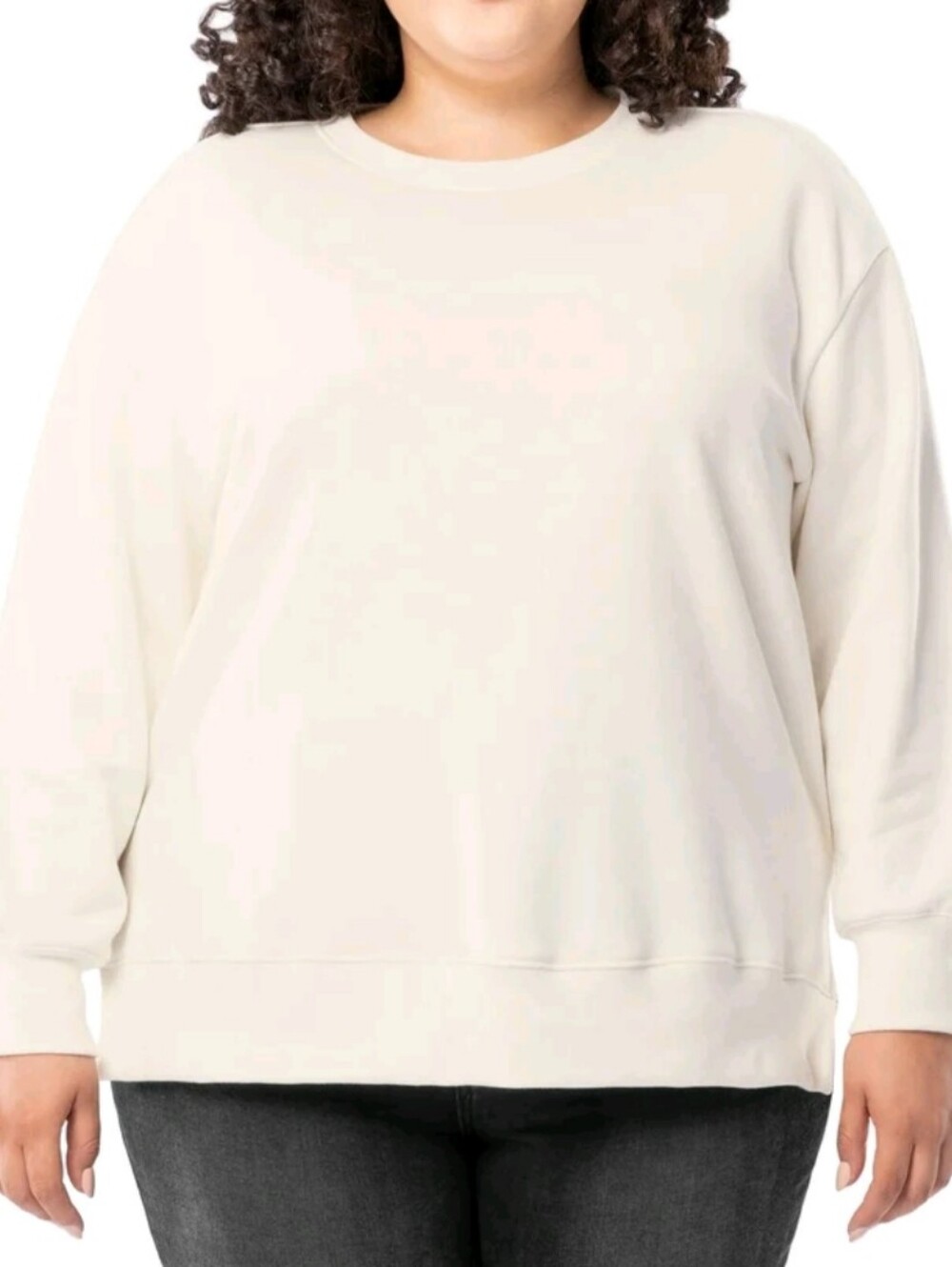 Terra & Sky Women's Plus Size 4X (28W-30W) Fleece Sweatshirt Winter White NWT